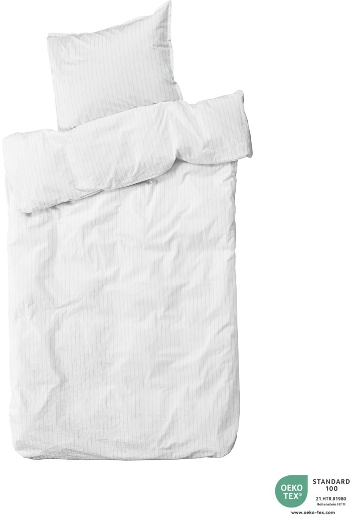 Sengesæt byNORD Dagny 140Ã220  70Ã50 Økologisk bomuld percale Snow w. ocean