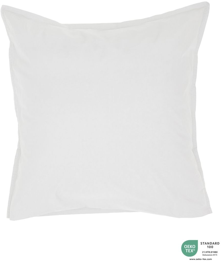 Pudebetræk byNORD Ingrid 80x80 cm  -  økologisk percalebomuld OEKO-TEX 100, enzymvasket blødhed, farve snow