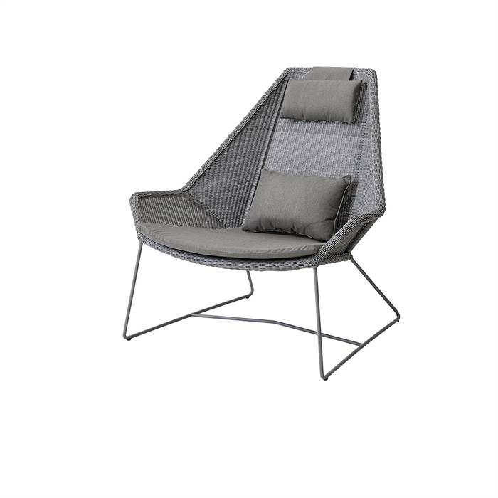 Cane-Line Breeze highback havestol - lysegrå med hynde i taupe  : Erling Christensen Møbler