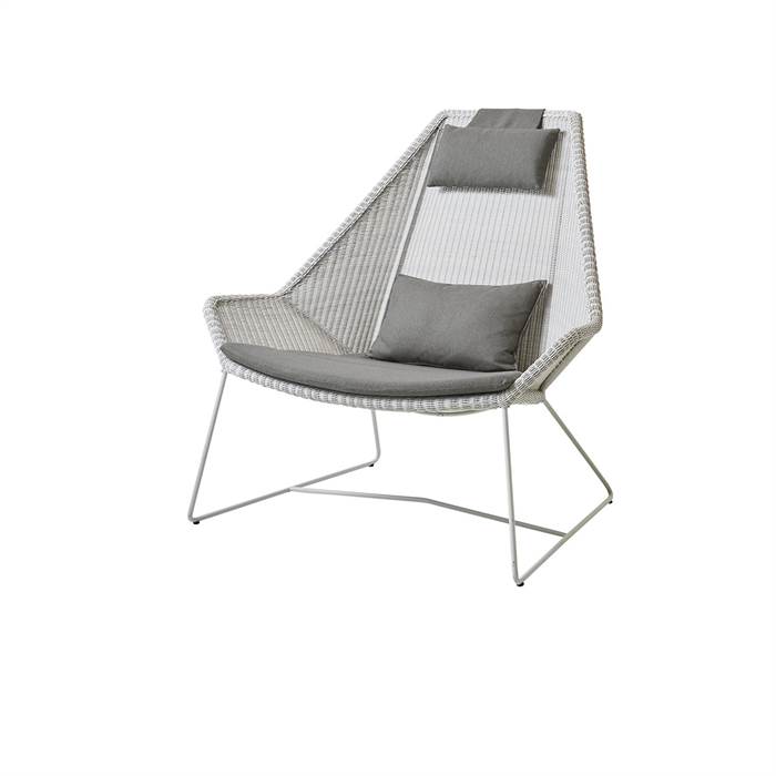 Cane-Line Breeze highback havestol - hvid/grå med hynde i taupe  : Erling Christensen Møbler