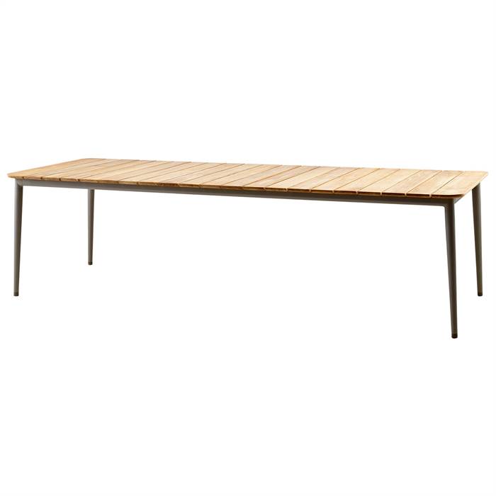 Cane-Line Core havebord - 274x90 cm - Stel Taupe - Bordplade: Teak Taupe : Erling Christensen Møbler