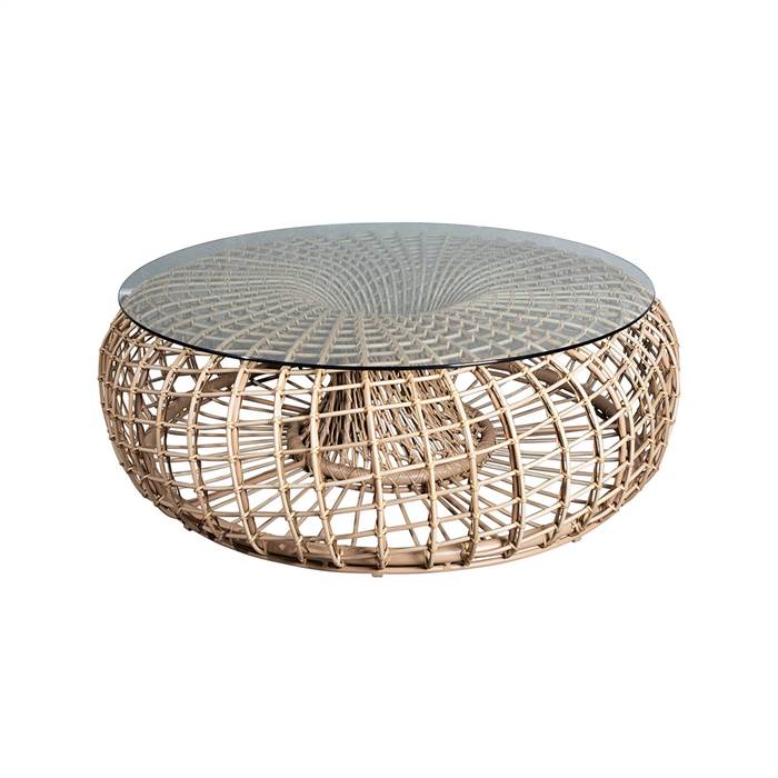 Cane-Line Nest fodskammel / sofabord - Natur - Stor - inkl. glasplade  : Erling Christensen Møbler