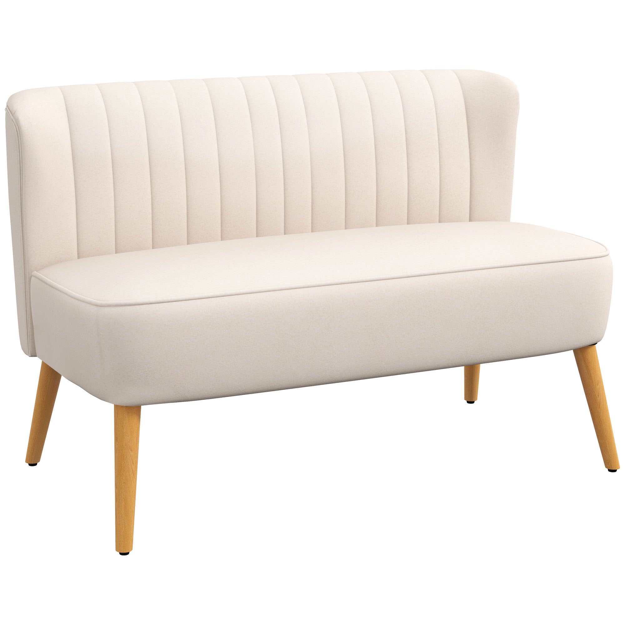 Retro design 2-personers sofa, træben, 117 cm x 56,5 cm x 77 cm, cremehvid