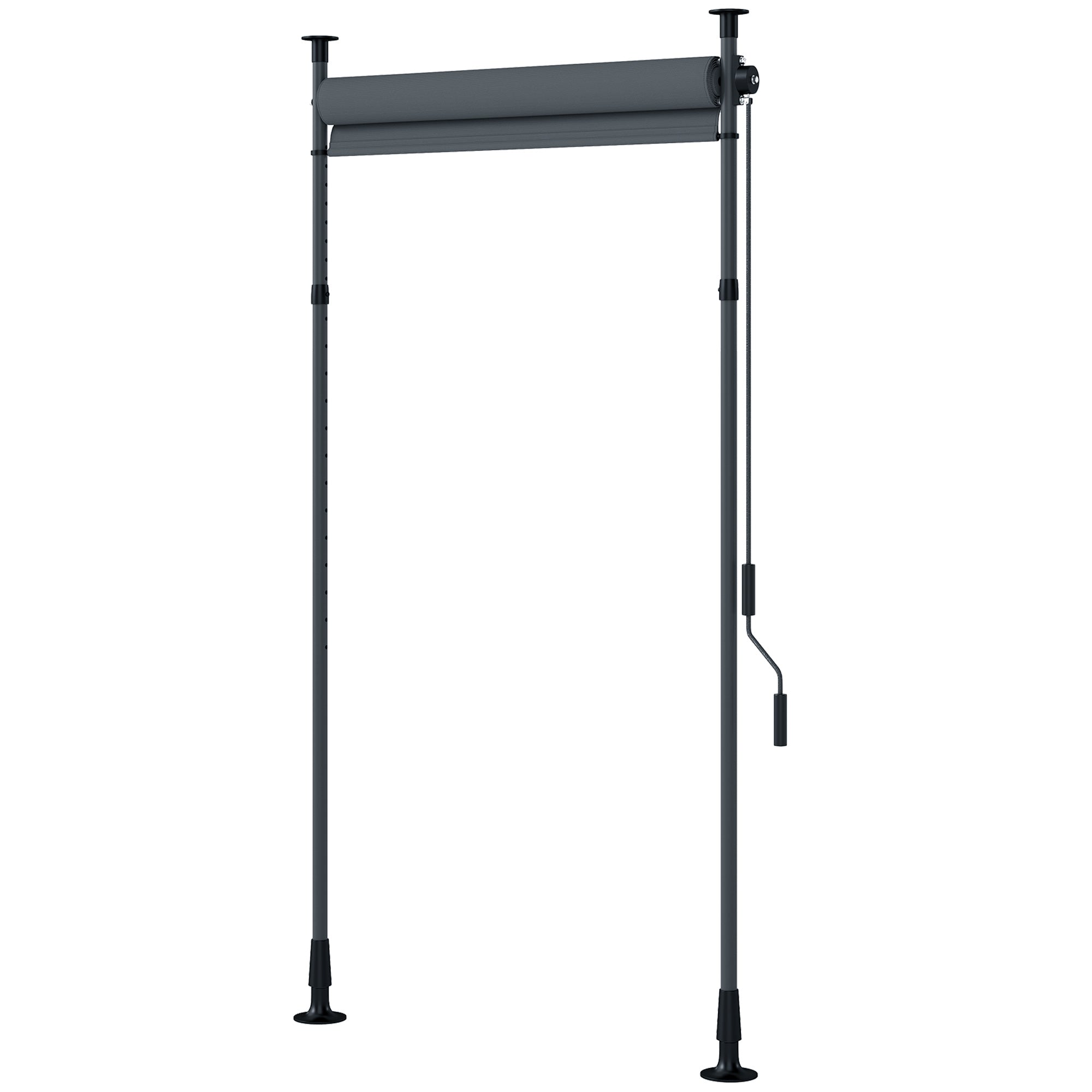 Fritstående markise, justerbar længde, borefri montering, aluminiumsramme, 1,5 x 2,2-3,1 m, mørkegrå