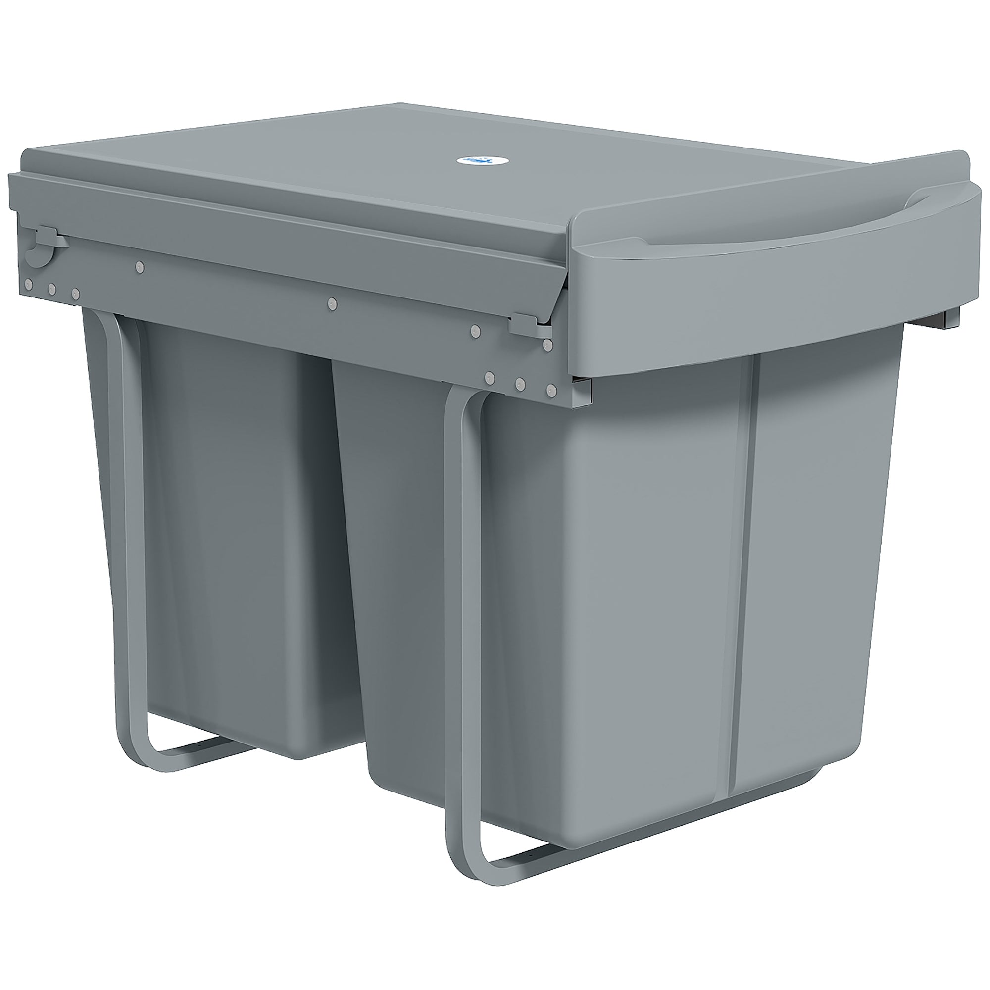 Udtrækkelig affaldsbeholder, 2 x 20 L, aftagelige beholdere, plast, metal, grå
