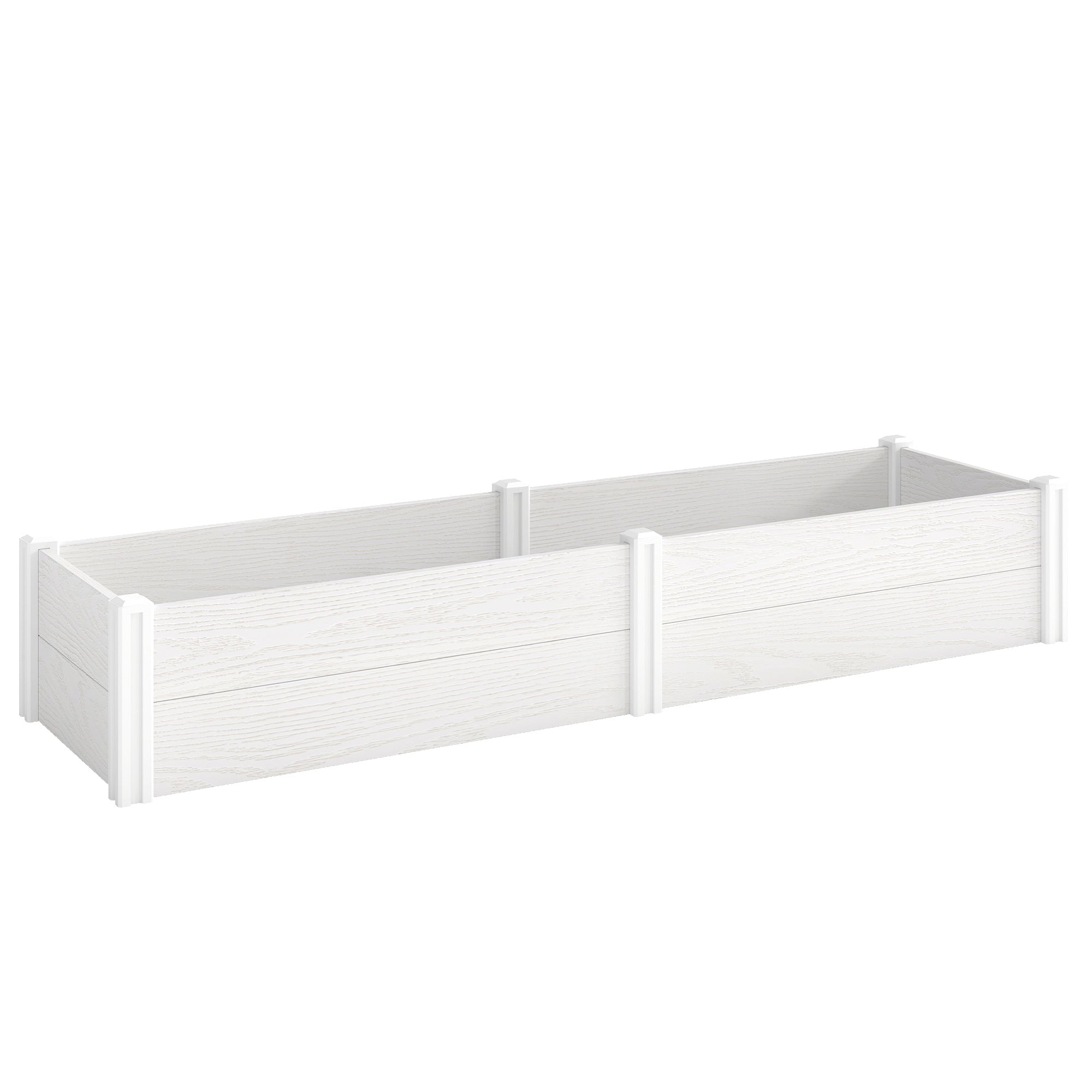 Højbed af plastik, stikbart plantebed med gør-det-selv-montering, kold ramme, 197 x 54 x 33 cm, hvid