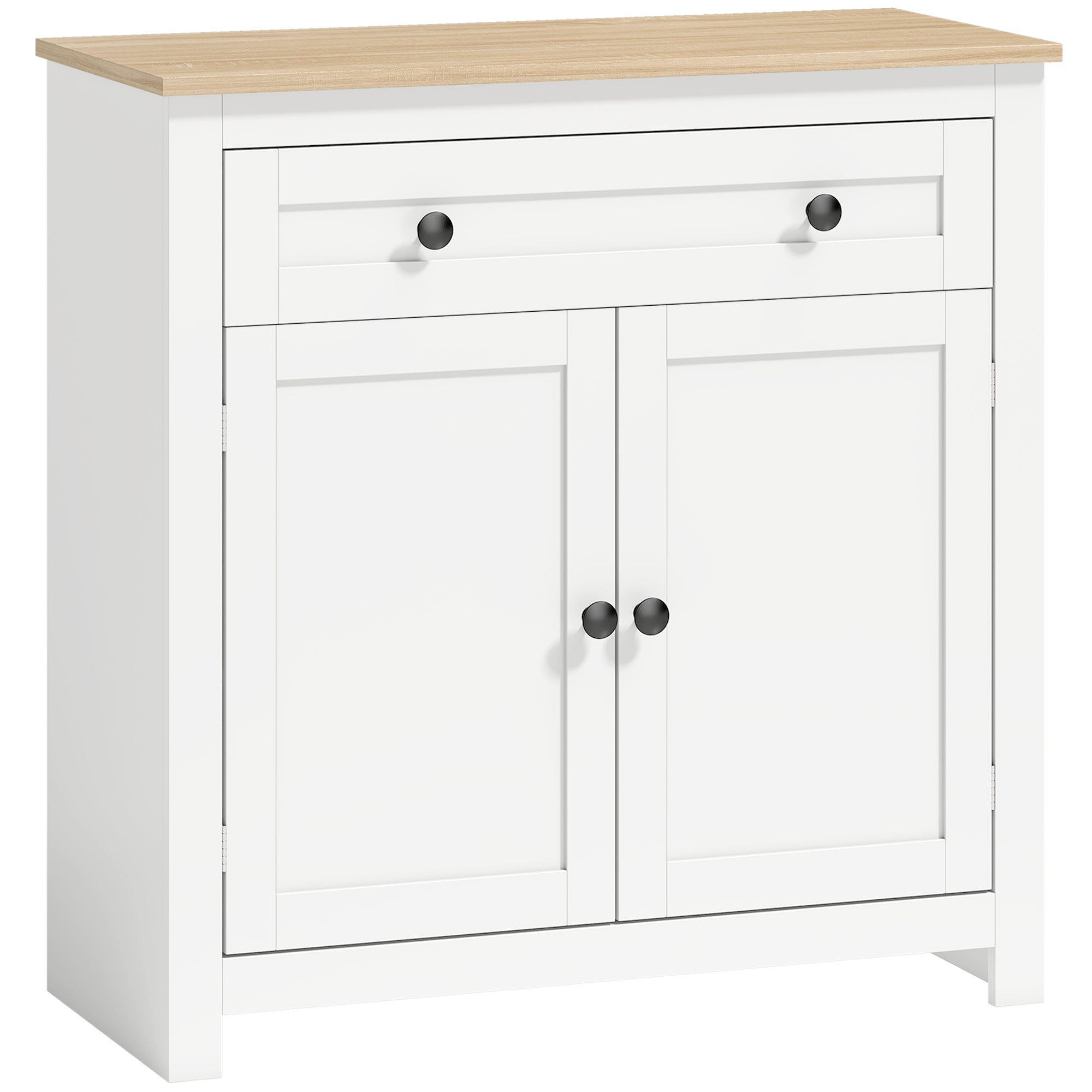 Køkkenskænk med skuffe, dobbeltdøre, justerbar hylde, til stue, 78,5 x 35 x 80 cm hvid