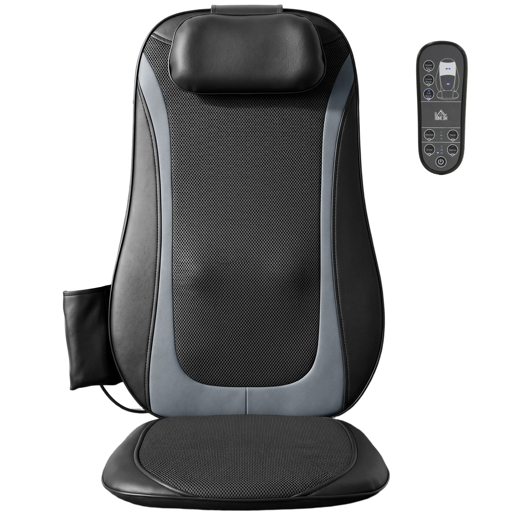 Shiatsu-rygmassager med varme, dybdegående massage og 3-niveau sædevibration, massageapparat til rygsmerter