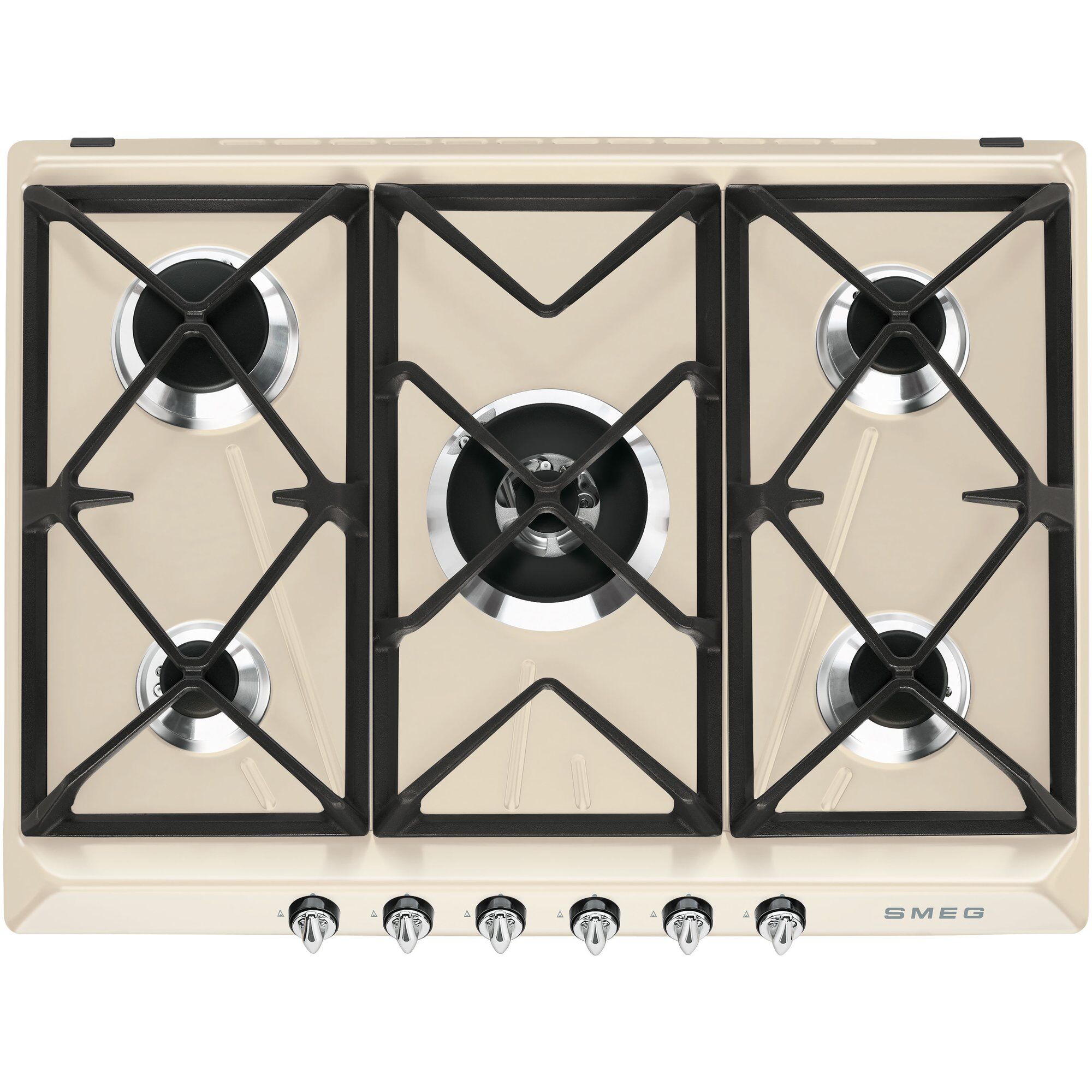 Smeg 68,5 cm gaskogeplade rustfrit stål victoria design - creme