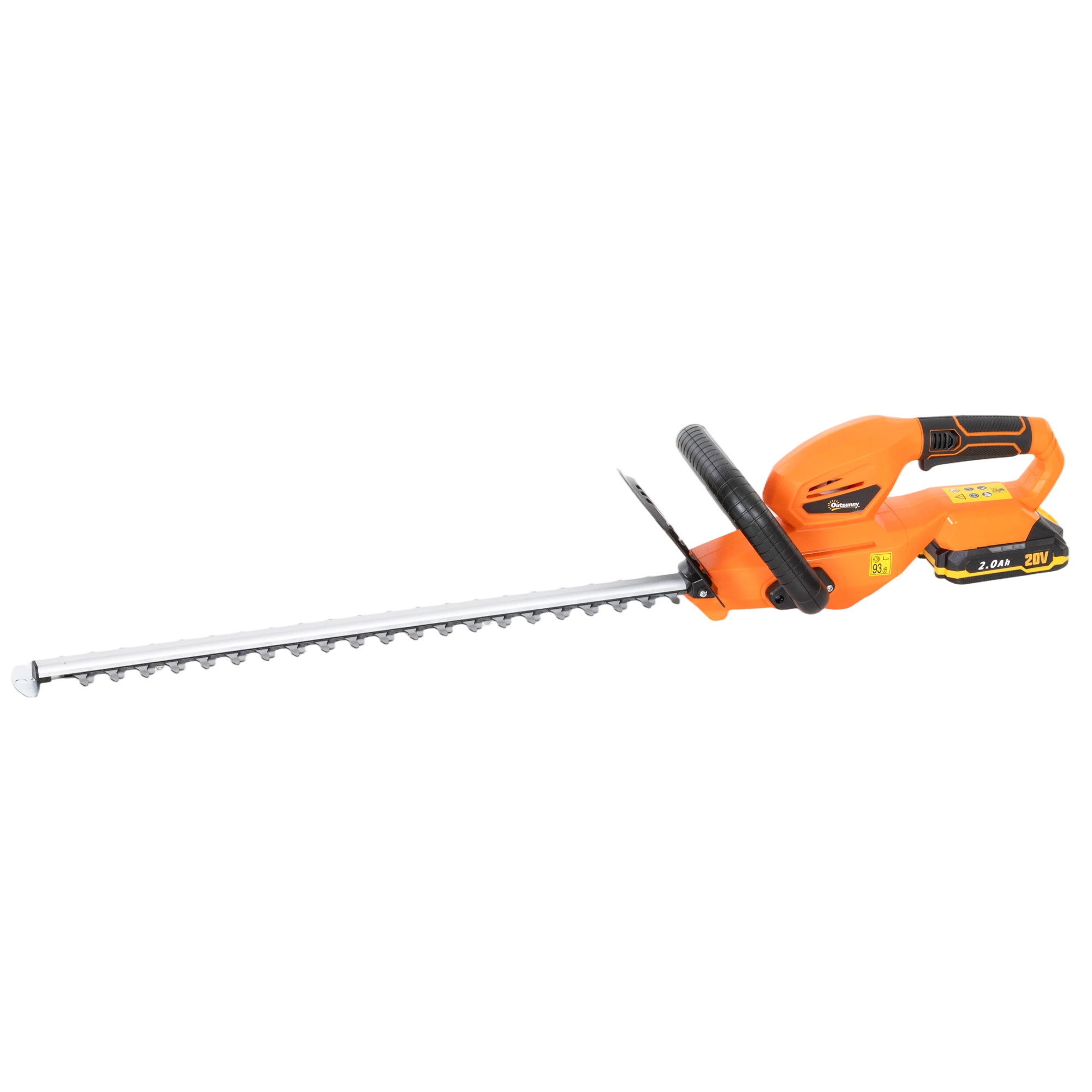 Elektrisk hækkeklipper, batteridrevet, 100W motor, ledningsfri, 51 cm klippelængde, ABS, orange