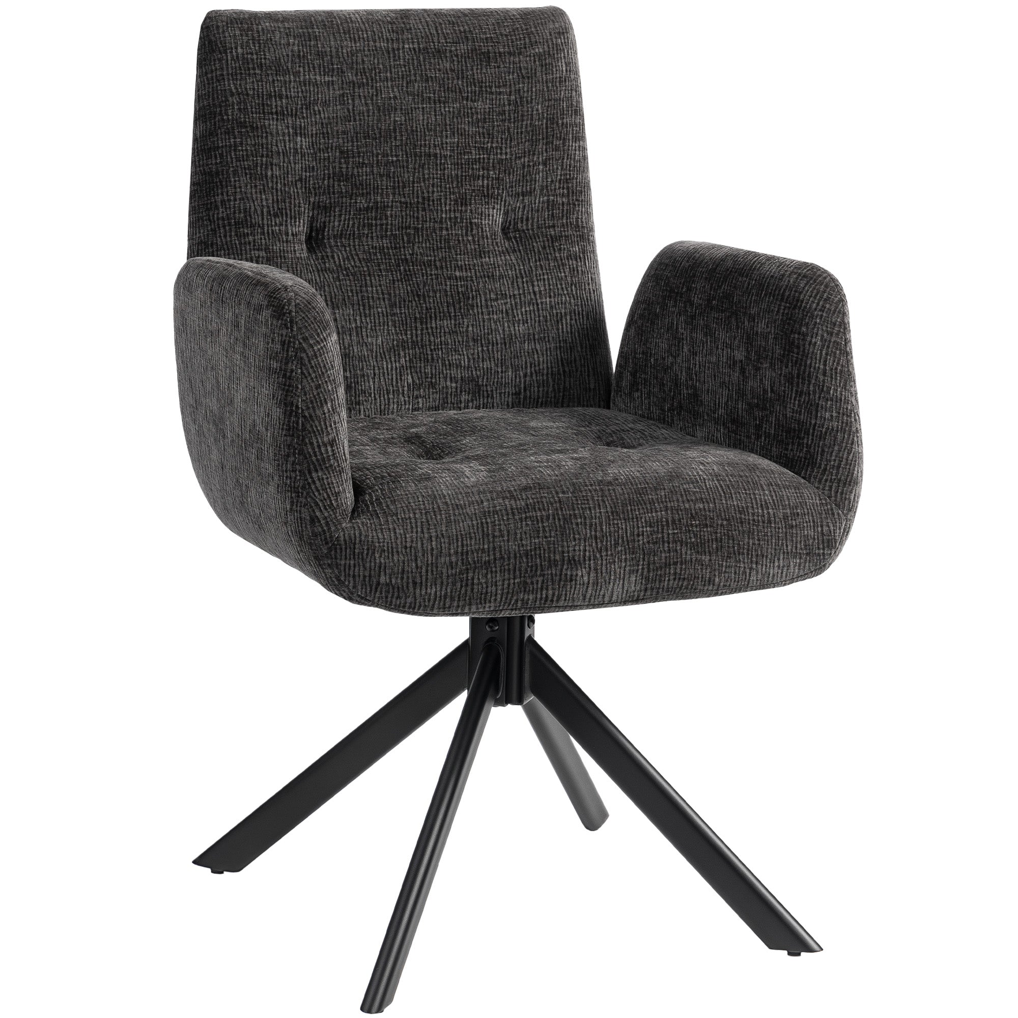 Polstret lænestol, accentstol, moderne design, drejelig, op til 120 kg, sort