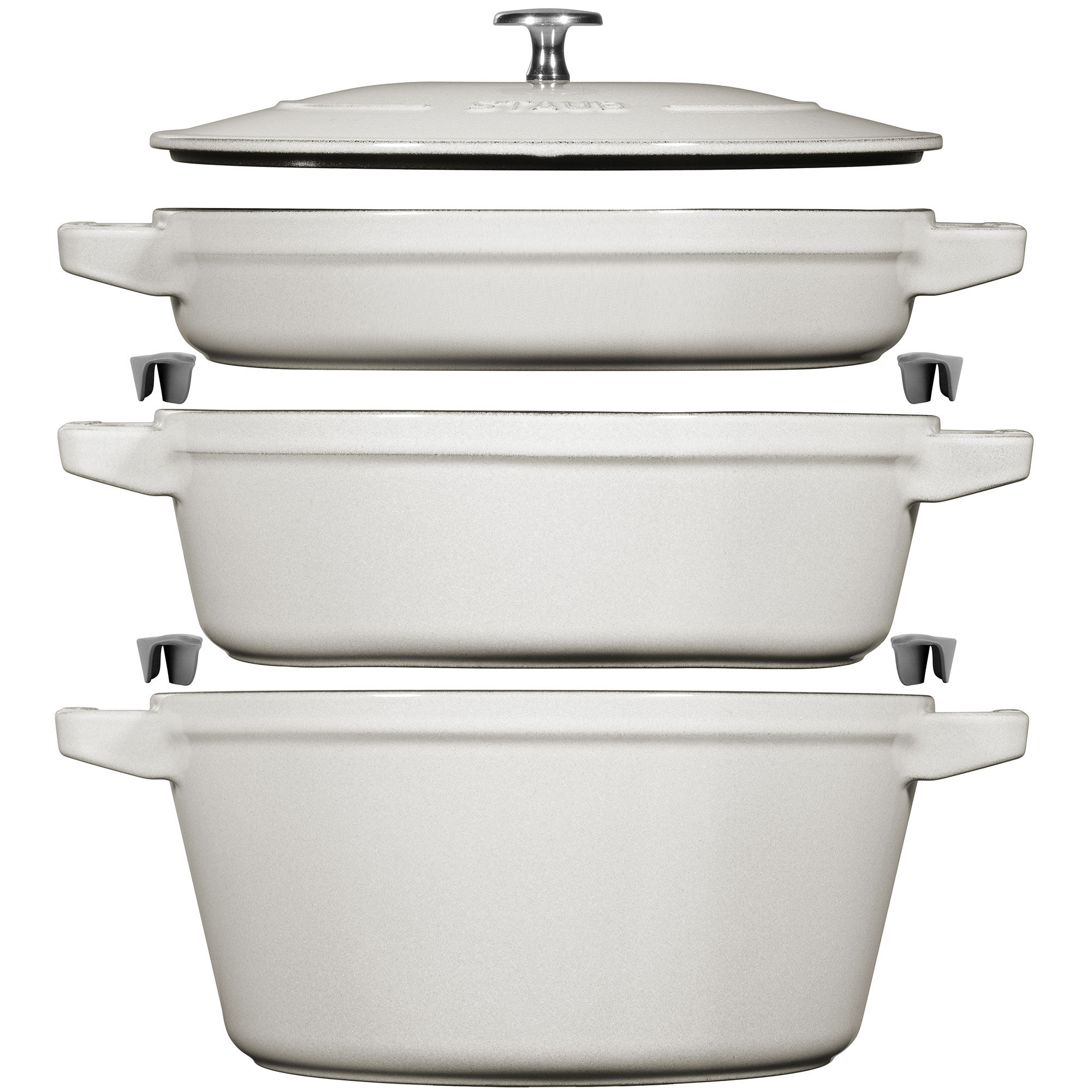 Staub Gryde i støbejern 24 cm, white truffle