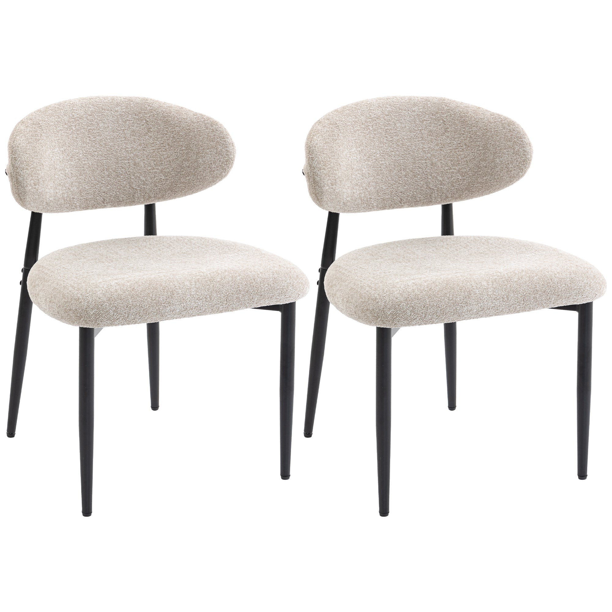 Polstrede spisestuestole, køkkenstole med stålben, beige