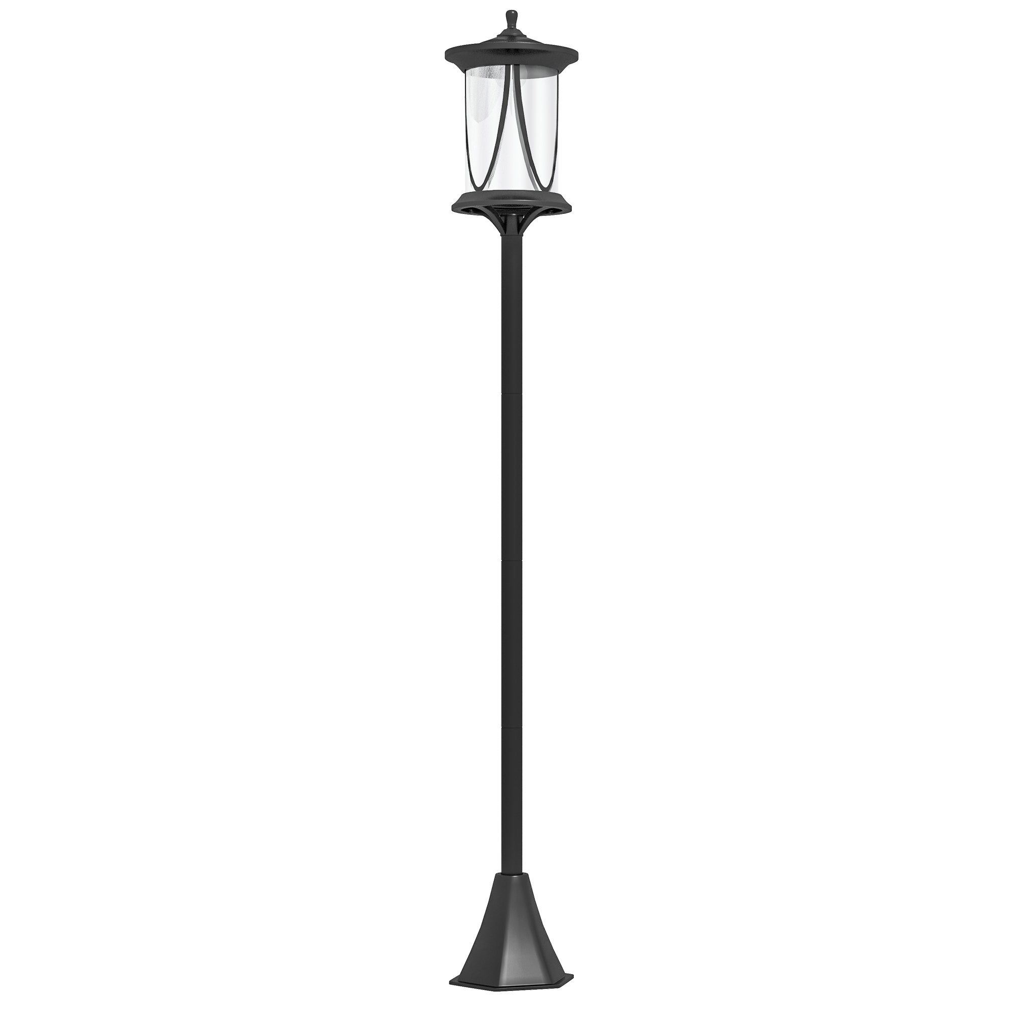 Solcelledrevet udendørslampe, LED, automatisk drift, vejrbestandig, 6 timers lysetid, 17B x 17D x 127Hcm, sort