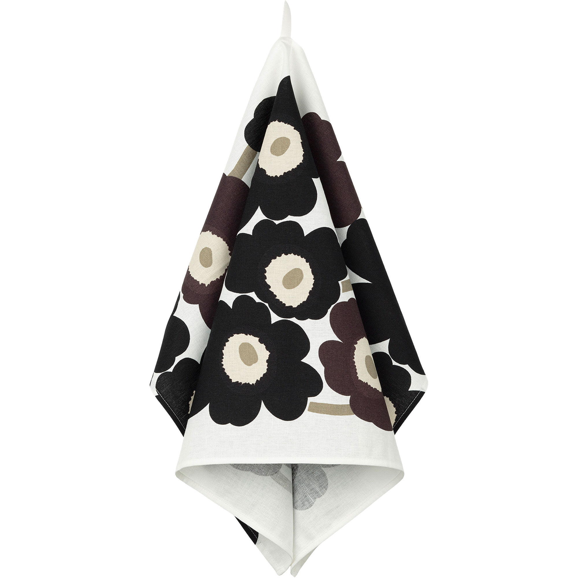 Marimekko Unikko viskestykke 47 x 70 cm, hvid/beige/sort