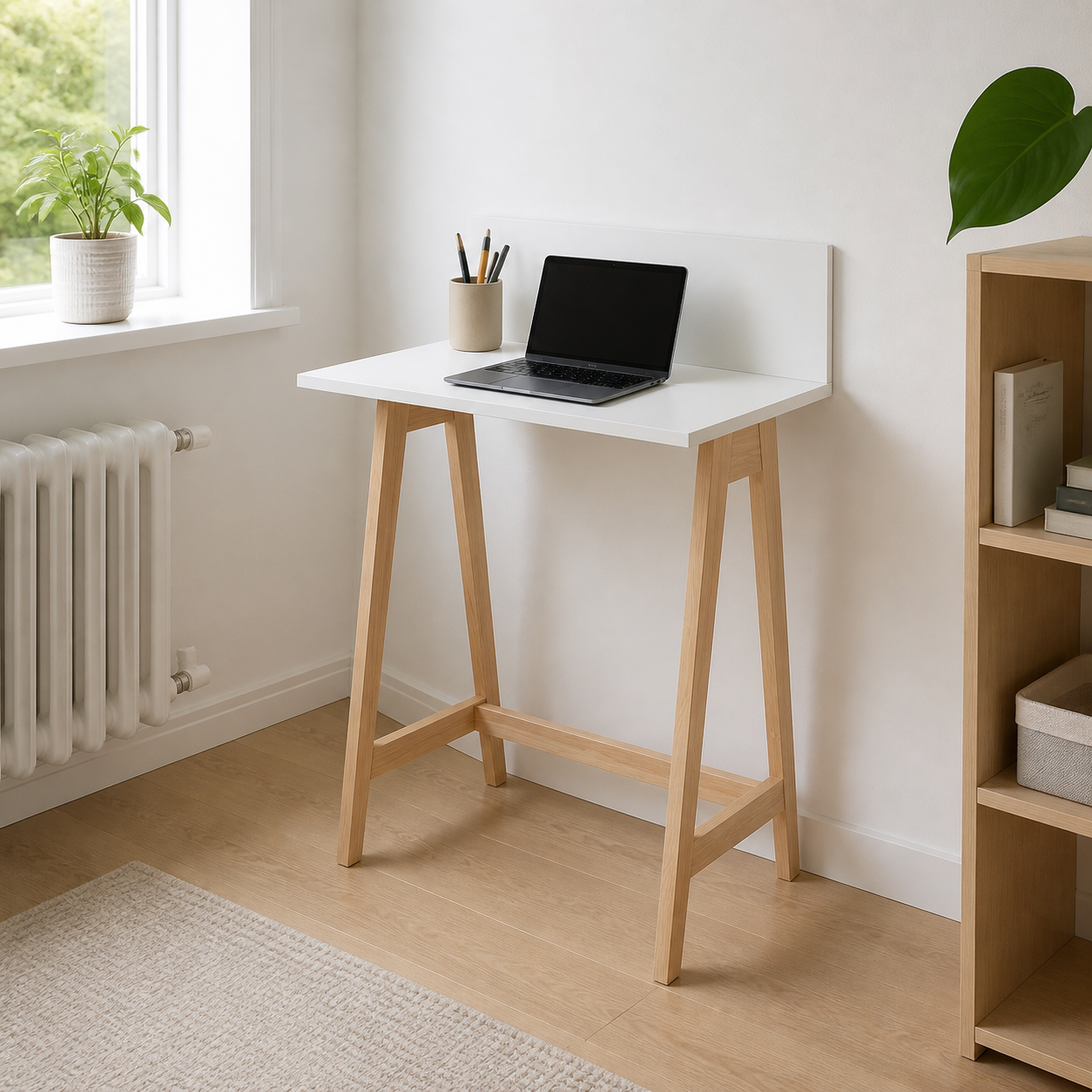 Skrivebord uden skuffe, lysegrå
