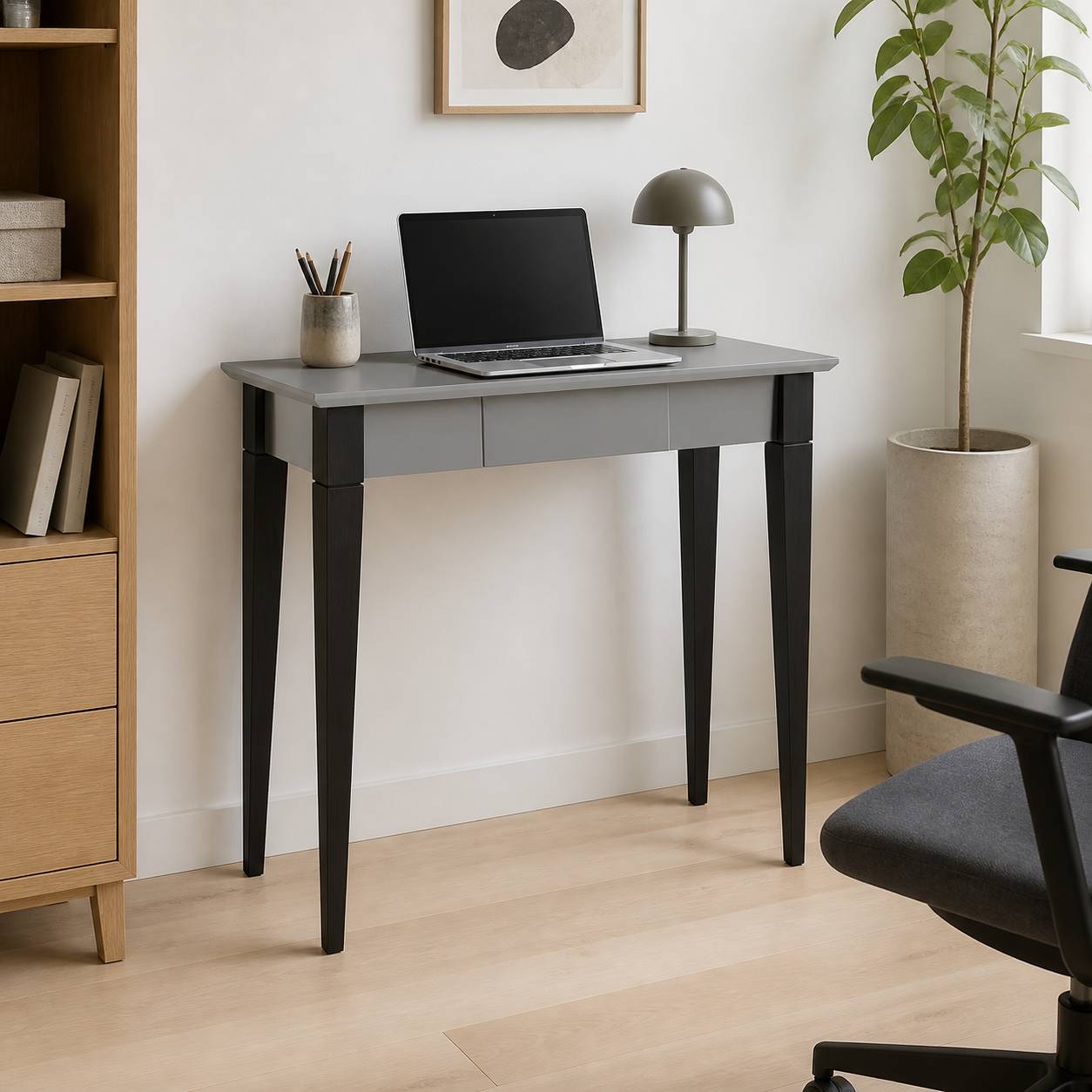 Skrivebord MIMO 65 cm, mørkegrå/sort