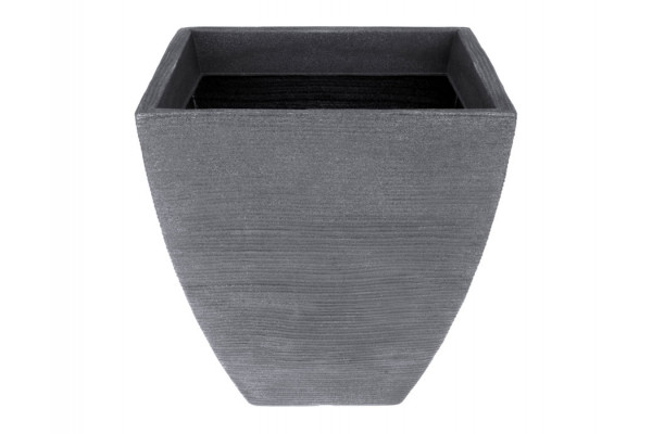 Plastkrukke m/riller - 40x40x42 cm - Grå