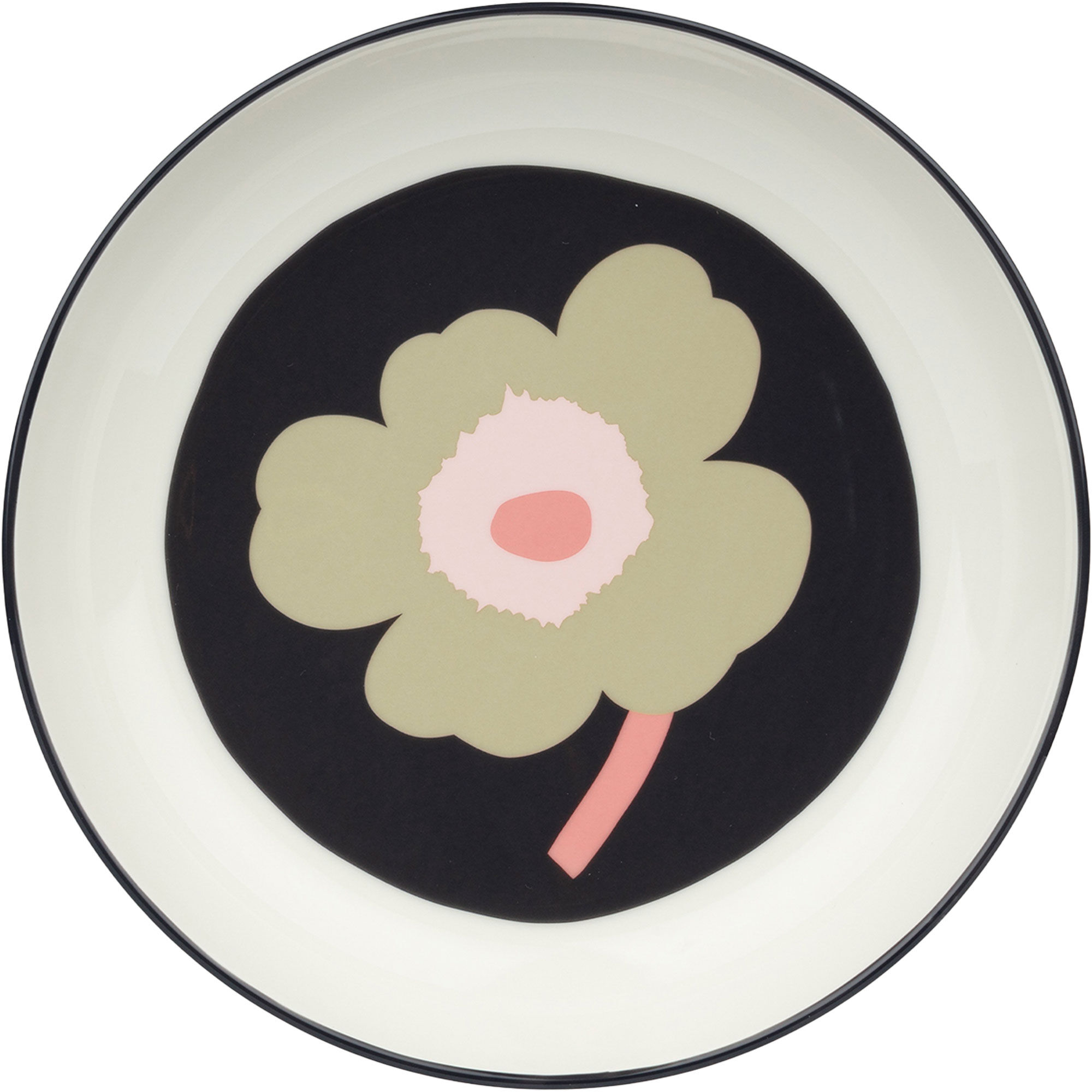 Marimekko Unikko dyb tallerken 20,5 cm, hvid/kolgrå