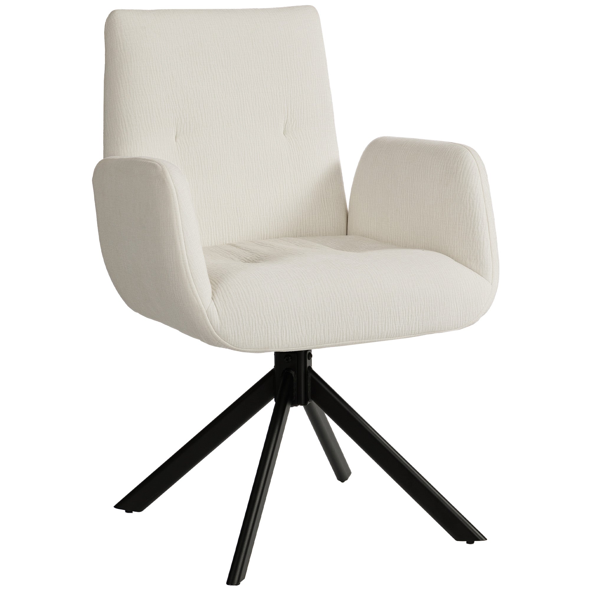 Polstret lænestol, accentstol, moderne design, drejelig, op til 120 kg, cremehvid