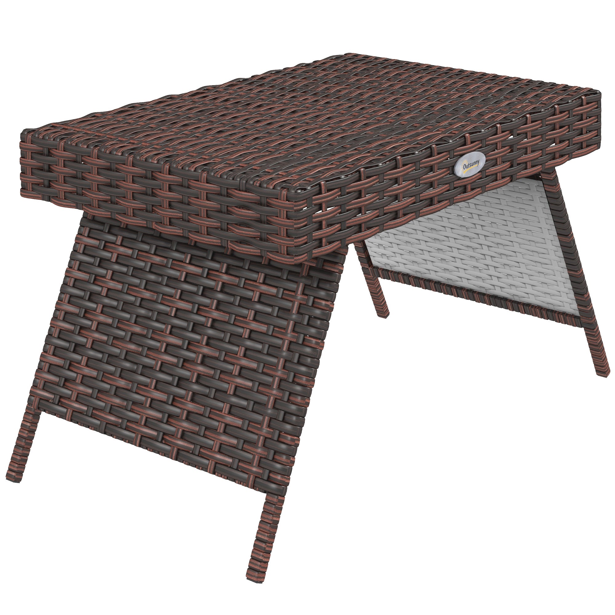 Havebord, udendørs sofabord, udendørs sidebord, PE-rattan, vejrbestandig, 60 cm x 41 cm x 41 cm, brun