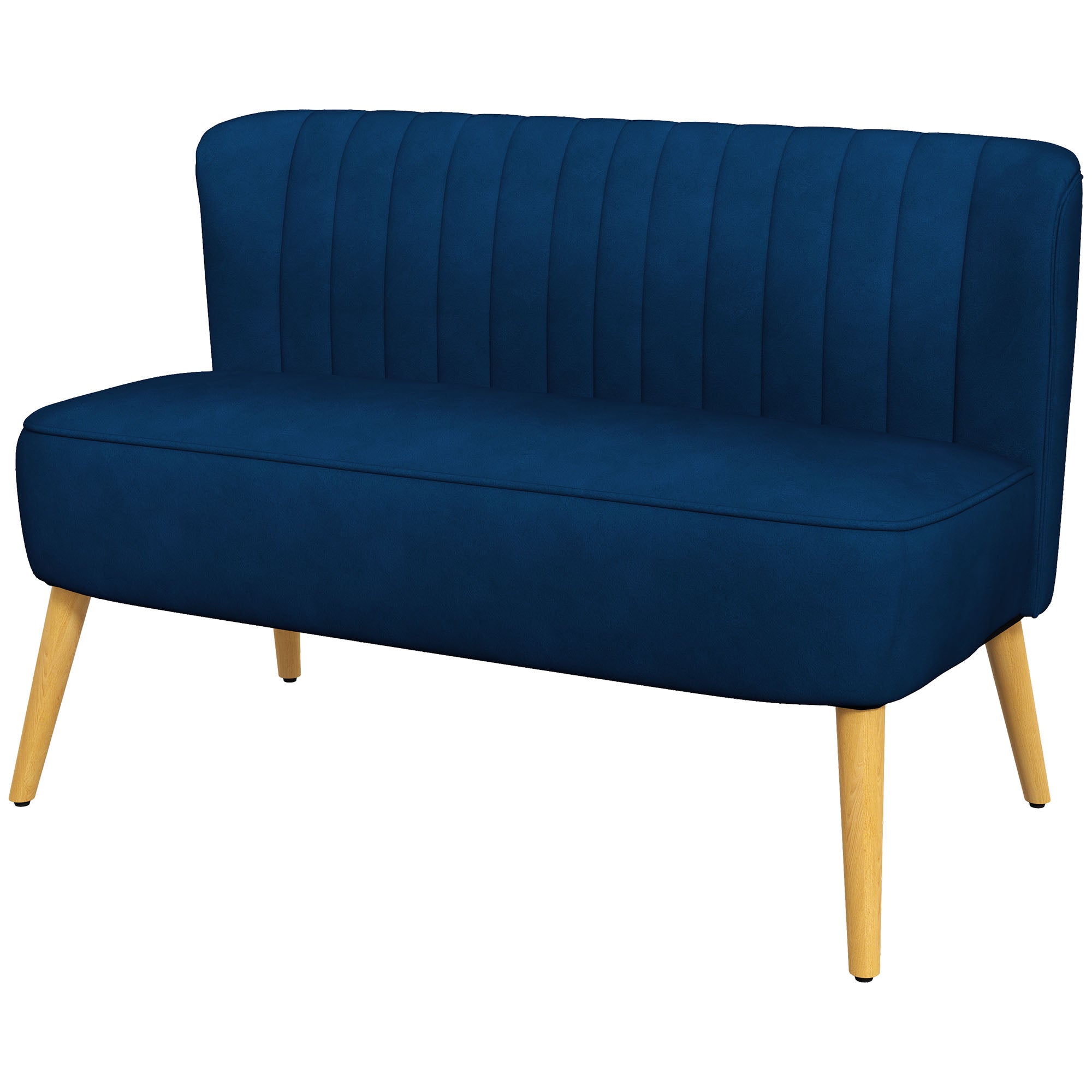 Retro design 2-personers sofa, træben, 117 cm x 56,5 cm x 77 cm, blå